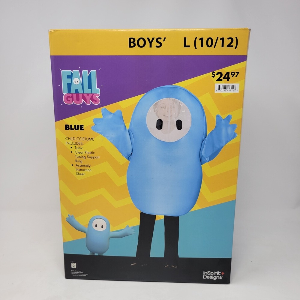 Kids Fall‎ Guys Blue Polyester Tunic Blue Costume - Large (10/12)